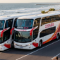 Flota de micros de Costa Bus preparada para servicios de alquiler y contrataciones en viajes grupales y turísticos hacia la Costa Atlántica.